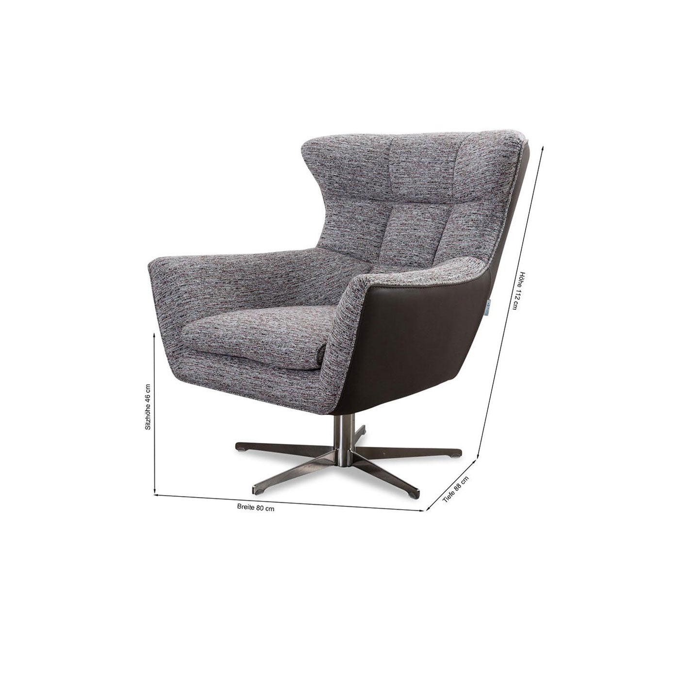 Drehessel JACOB in Stoff Nisa rosa und Leder smooth taupe