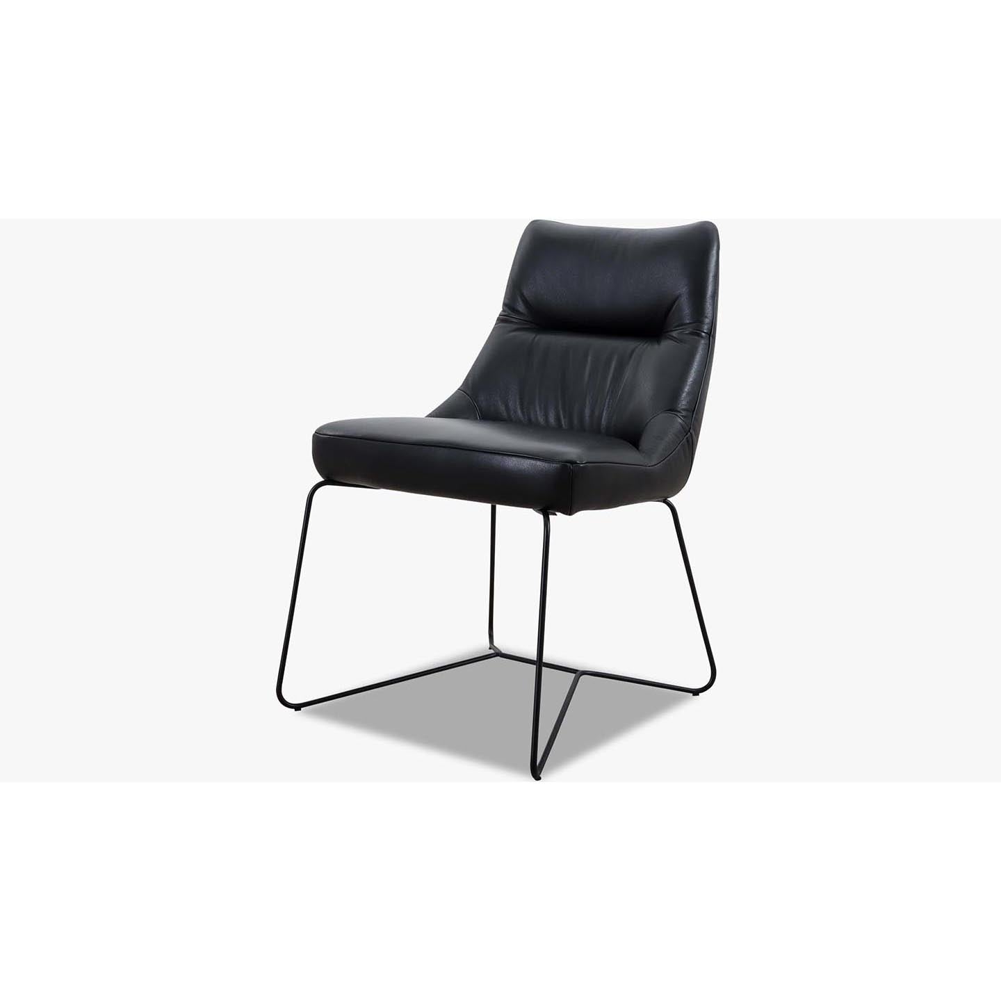 4x Stühle PORTLAND in Anilinleder schwarz