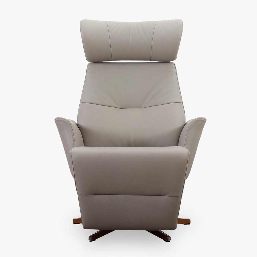 Fernsehsessel Beyoung mit Fussteil in Leder Nappa cement
