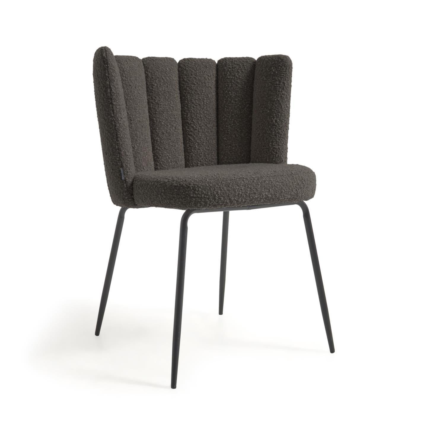 Aniela 2er Stuhl Set in Boucle Stoff schwarz - Sitzdesign