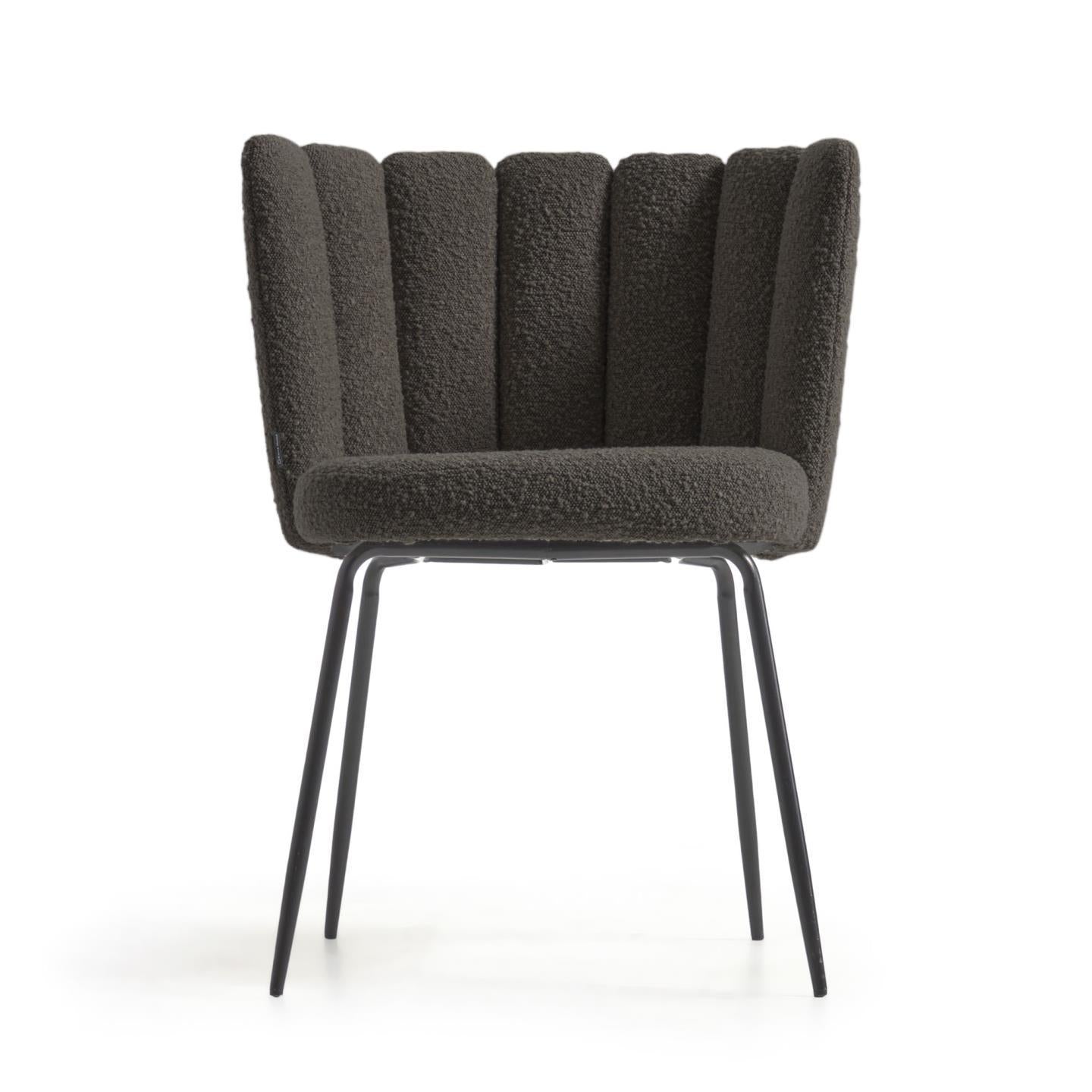 Aniela 2er Stuhl Set in Boucle Stoff schwarz - Sitzdesign