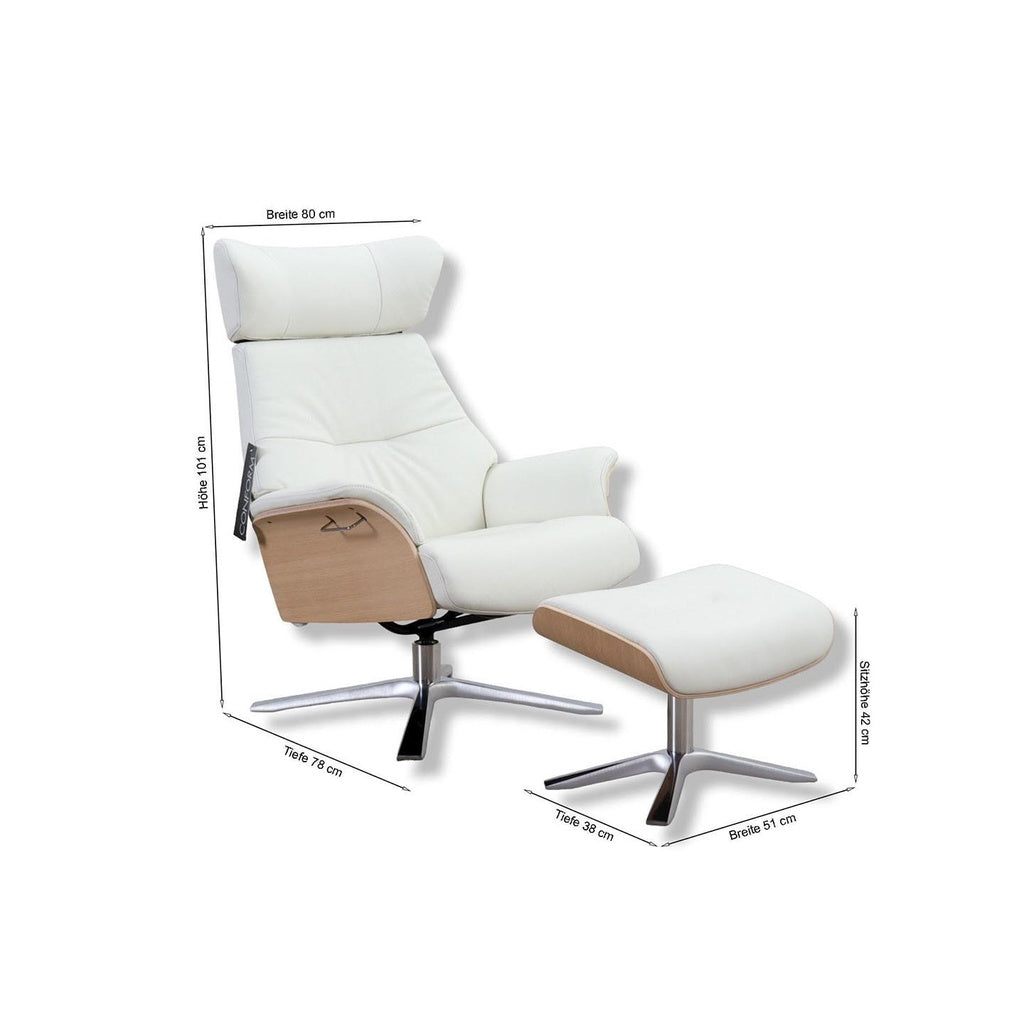 Fernsehsessel Air in Leder Fantasy pure white