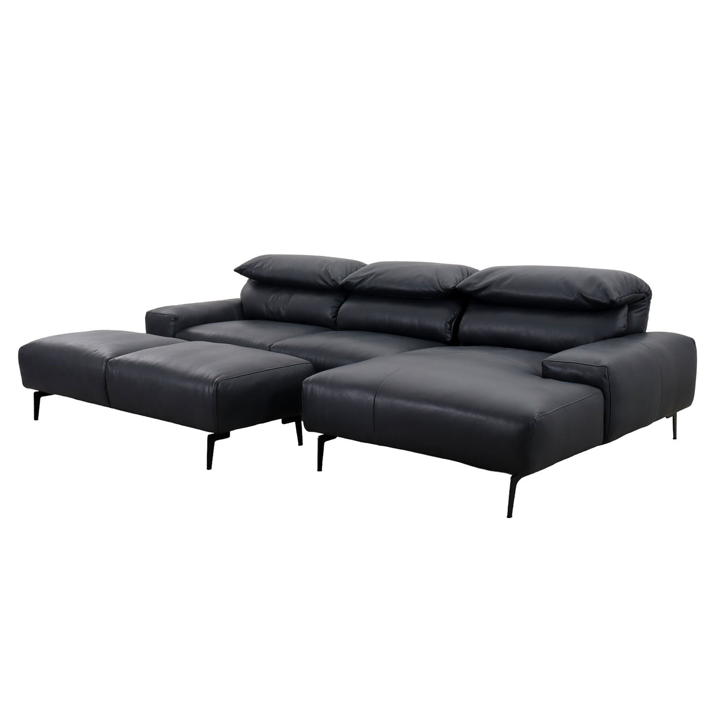 Ecksofa Esmara in Leder L180 schwarz