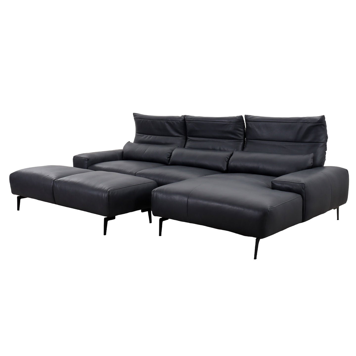 Ecksofa Esmara in Leder L180 schwarz