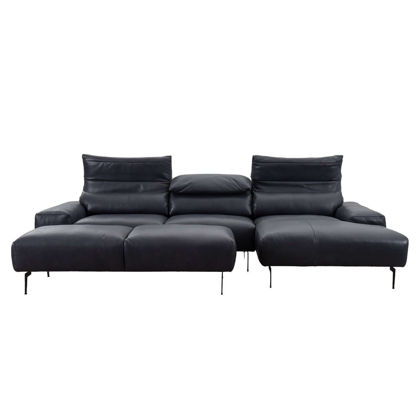Ecksofa Esmara in Leder L180 schwarz