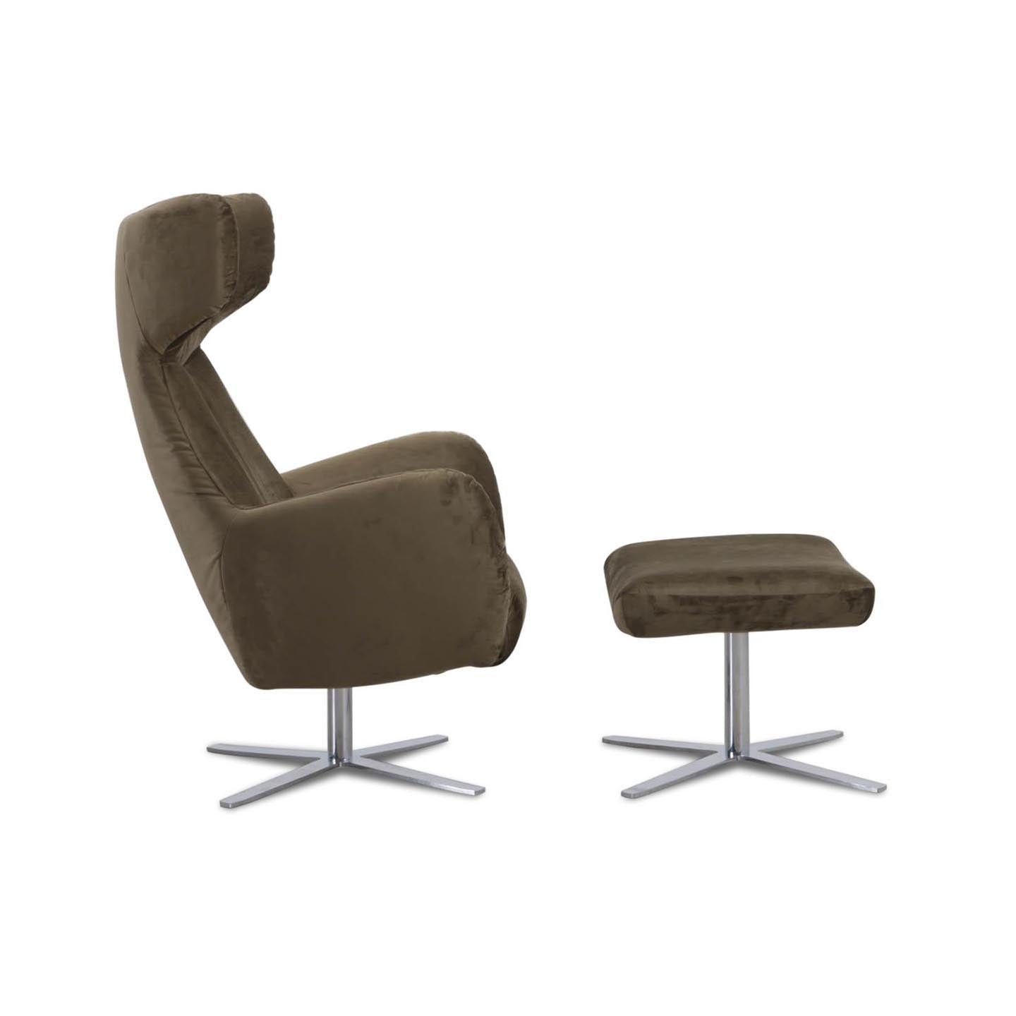 Ohrensessel COOPER in Stoff Velvet olive