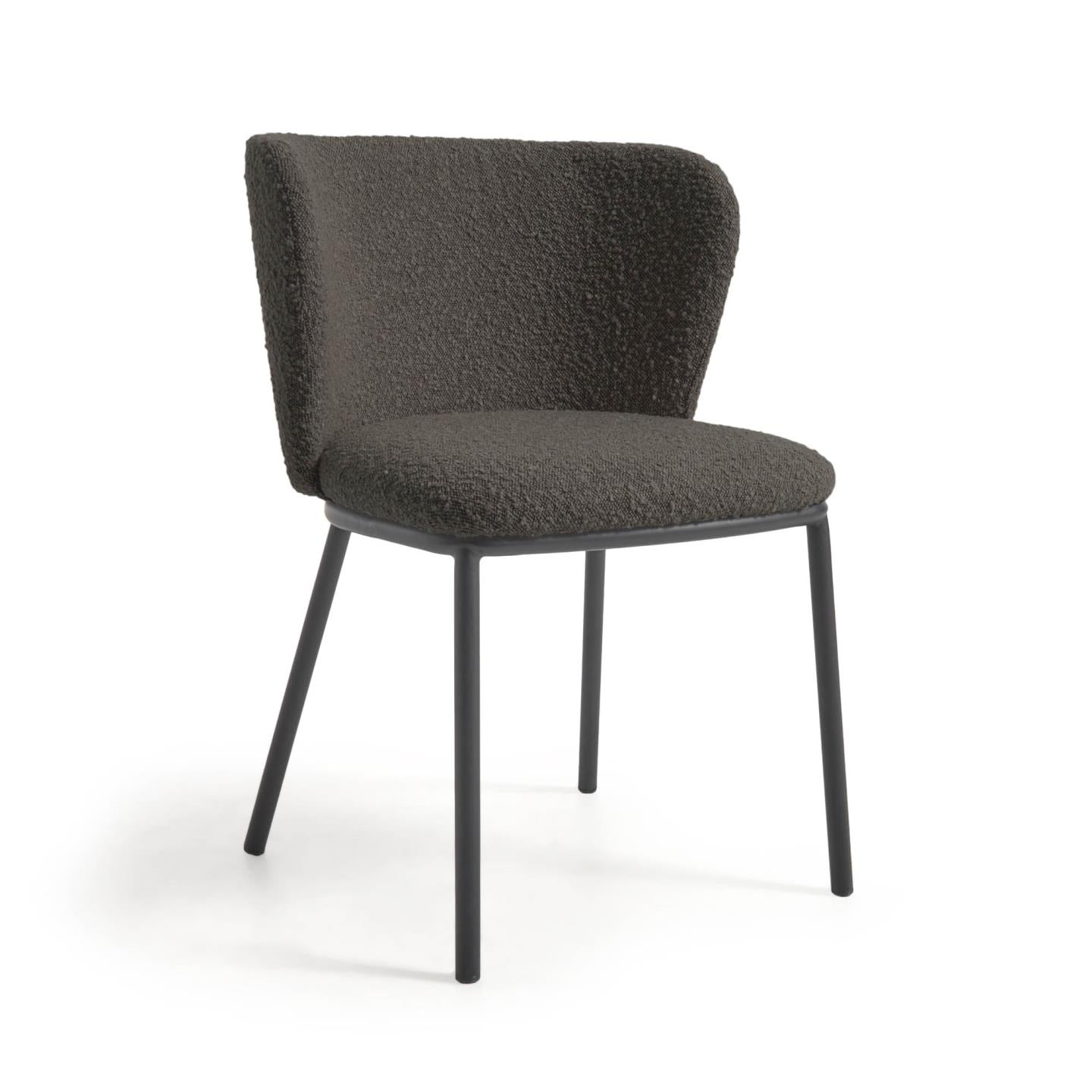 2er Set Stuhl Ciselia in Boucle Stoff schwarz - Sitzdesign