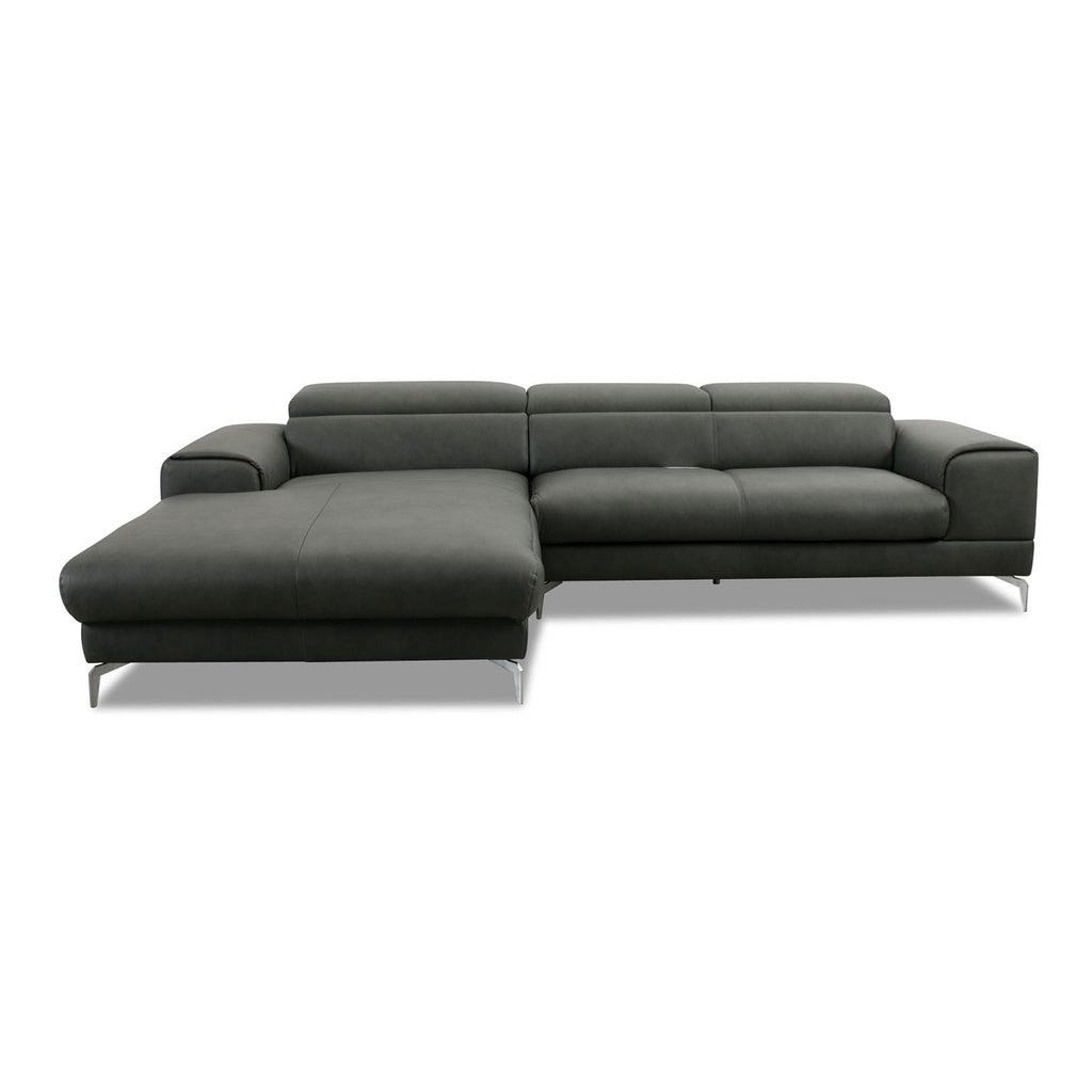 Piedroo 21106 in Leder Z69 anthrazit vorstehend links - Ecksofa Leder