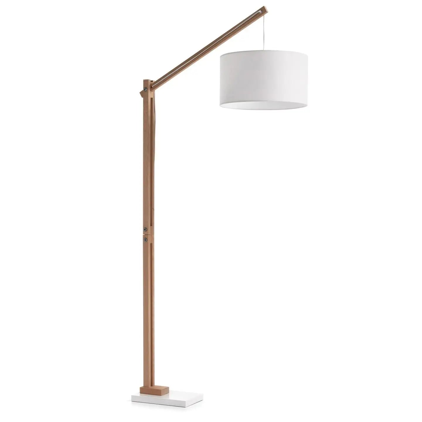 Stehlampe Riaz aus massiver Buche mit weißem Lampenschirm - Sitzdesign